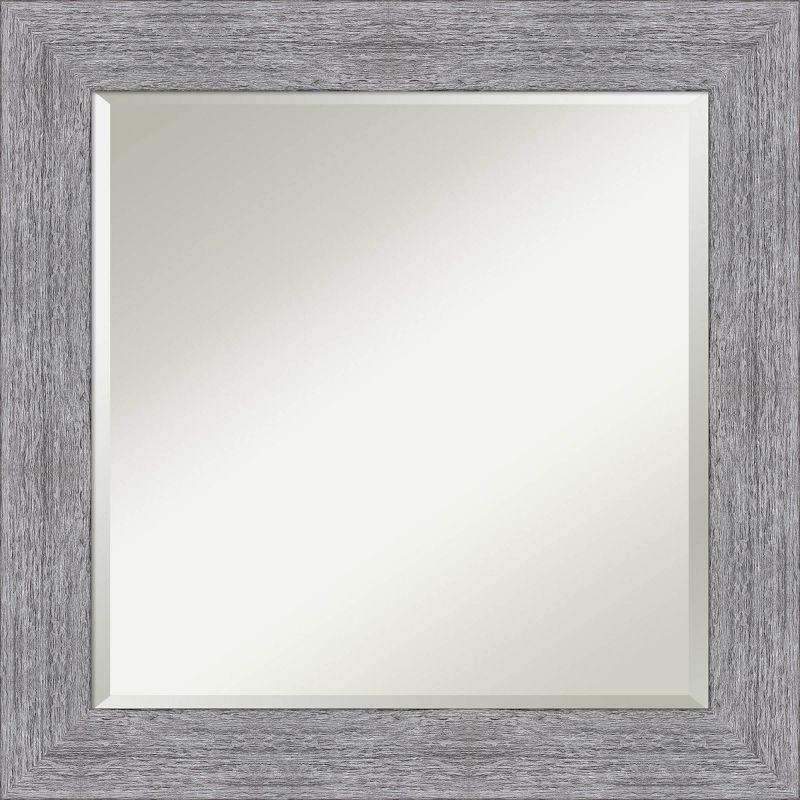 25" x 25" Gray Rustic Wood Framed Wall Mirror