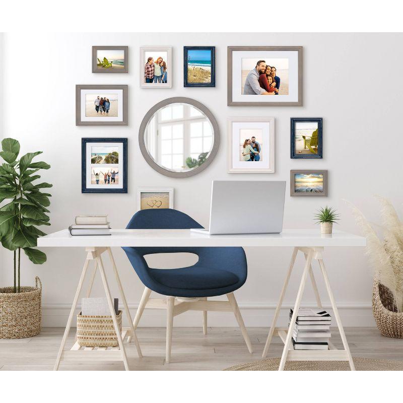 18" x 18" Hogan Round Framed Decorative Wall Mirror Gray - Kate & Laurel All Things Decor