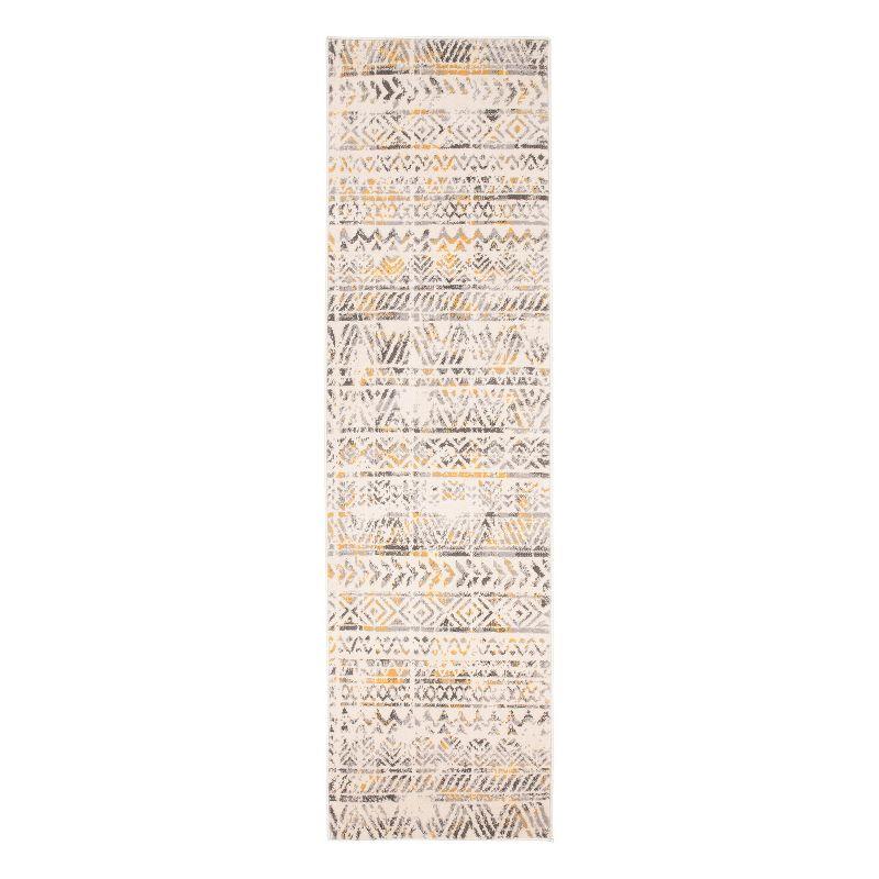 World Rug Gallery Geometric Distressed Bohemian Yellow 2' x 7' Runner Rug