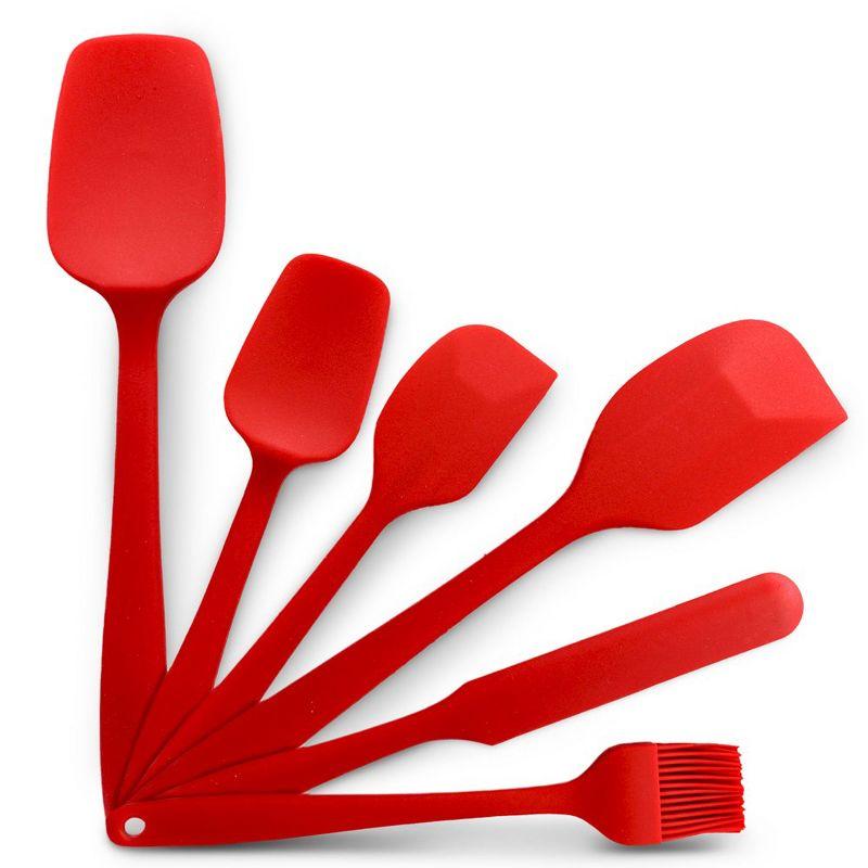 Cheer Collection 6-Piece Red Silicone Spatula Set for Nonstick Cookware