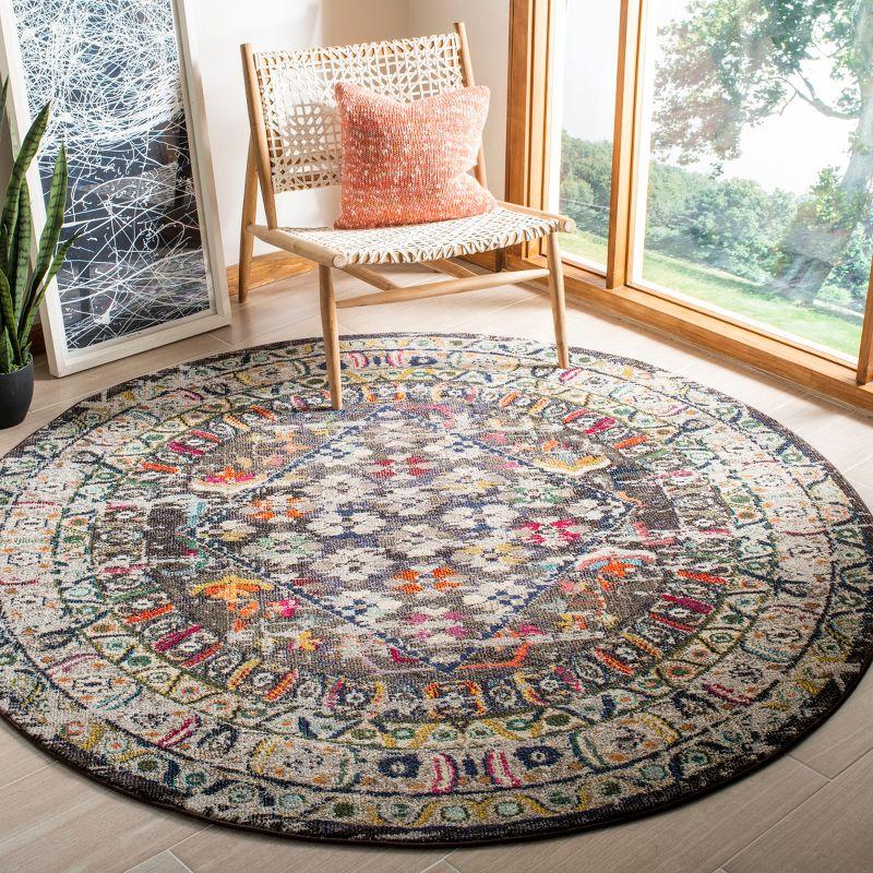 Monaco MNC255 Power Loomed Indoor Area Rug - Brown/Grey - 6'7" Round - Safavieh