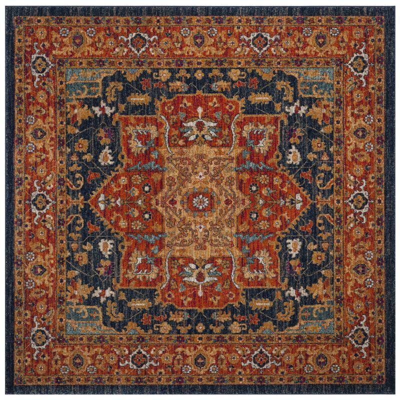 Evoke EVK275 Power Loomed Indoor Area Rug - Blue/Orange - 5'3"x5'3" - Safavieh