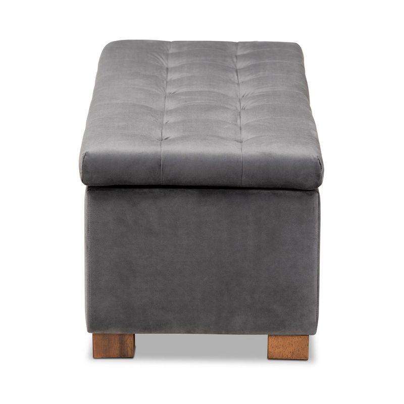 Roanoke Velvet Upholstered Grid Tufted Storage Ottoman Bench - Baxton Studio