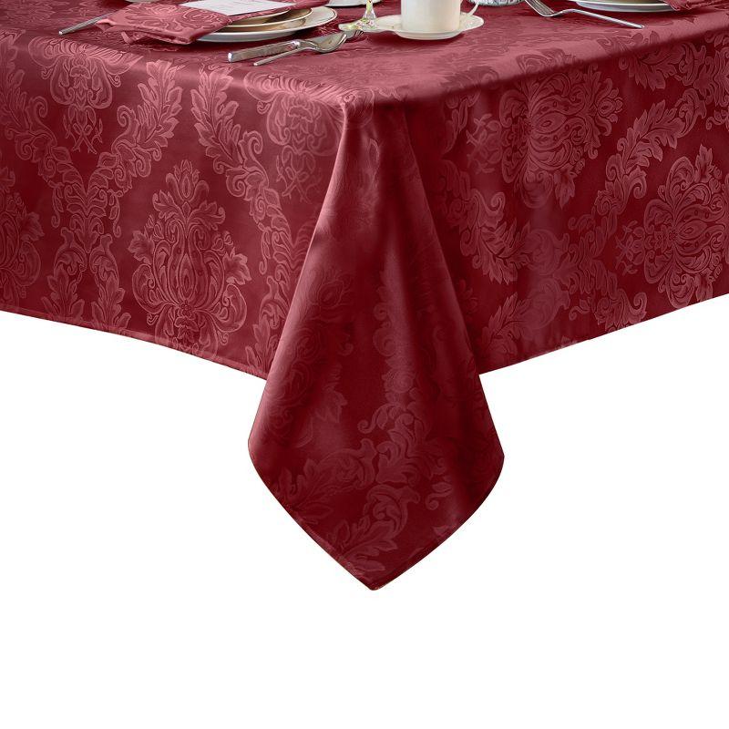 Burgundy Damask Stain Resistant Rectangular Tablecloth