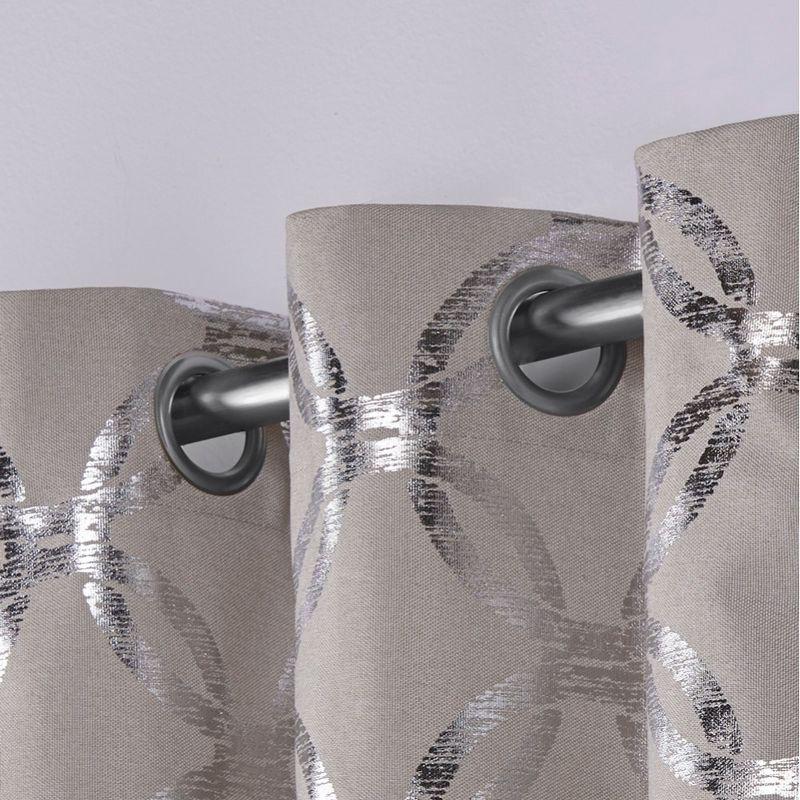 Modo Metallic Geometric Window Curtain Panel Pair (54"x96") Exclusive Home