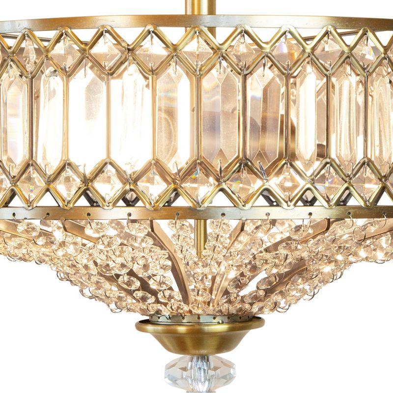 Hollywood Glam 17" Gold Metal & Beveled Jeweled Glass Drum LED Light