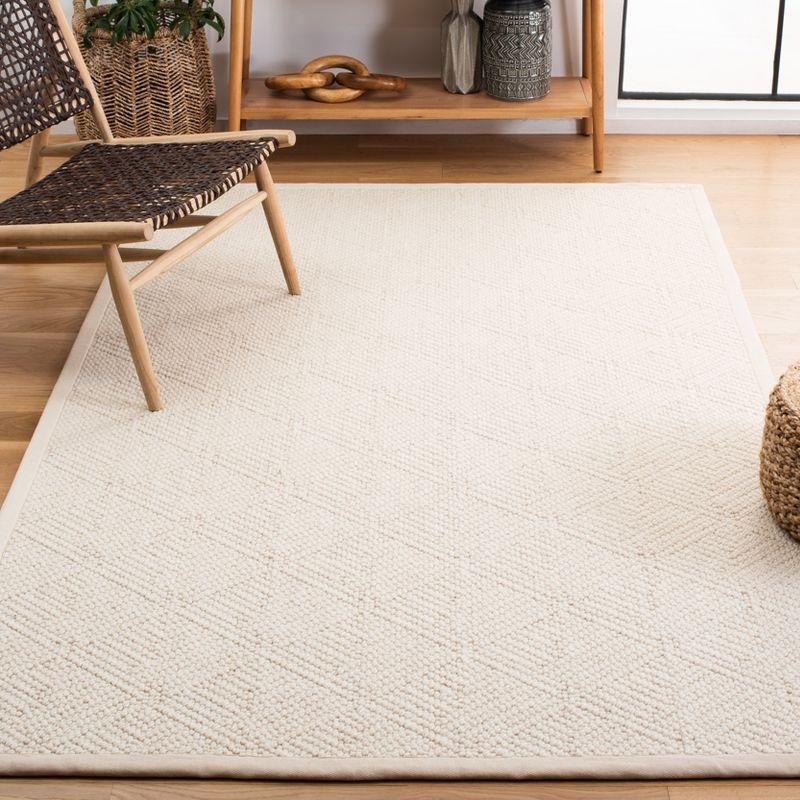 Ivory Geometric Flat Woven Wool 9' x 12' Area Rug