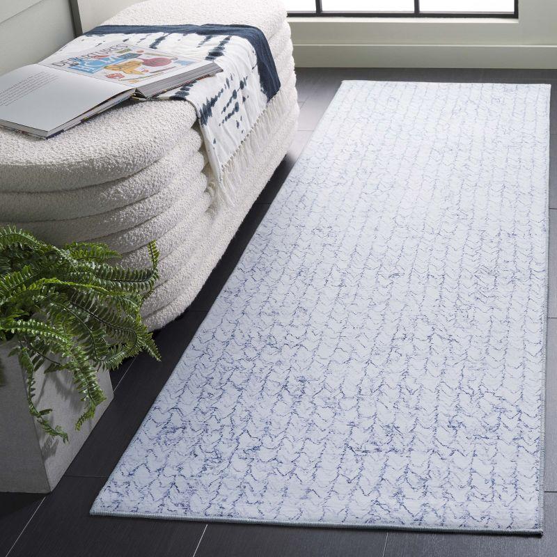 Tacoma Blue and Gray Abstract Washable Runner Rug