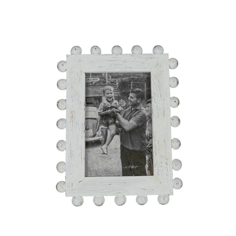 Foreside Home & Garden White Wood Bead Picture Frame