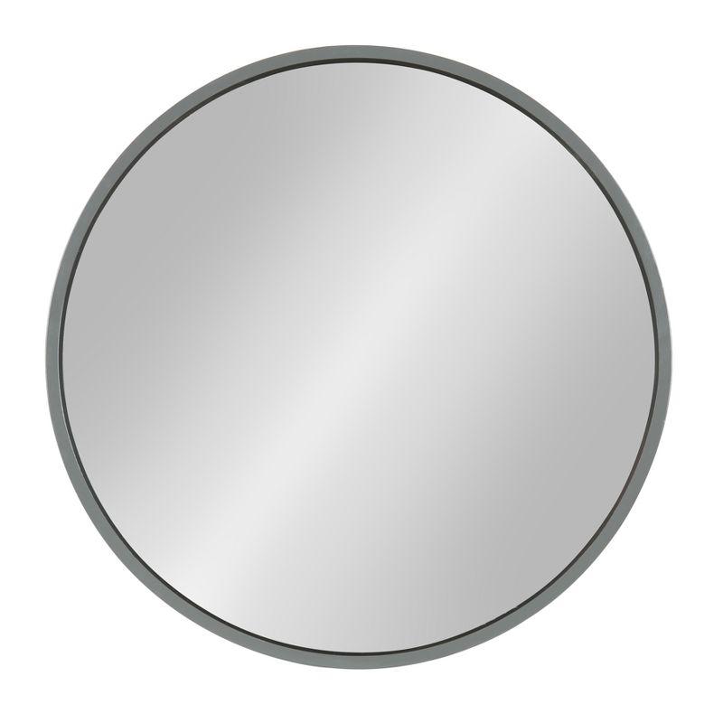 Travis 22" Gray Round Wood Wall Mirror