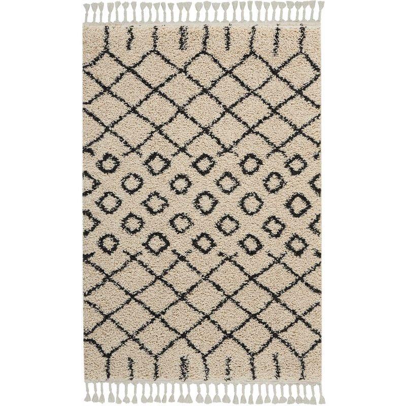 Nourison Marrakesh Shag MRK01 Cream Area Rug 3'11" x 6'7"