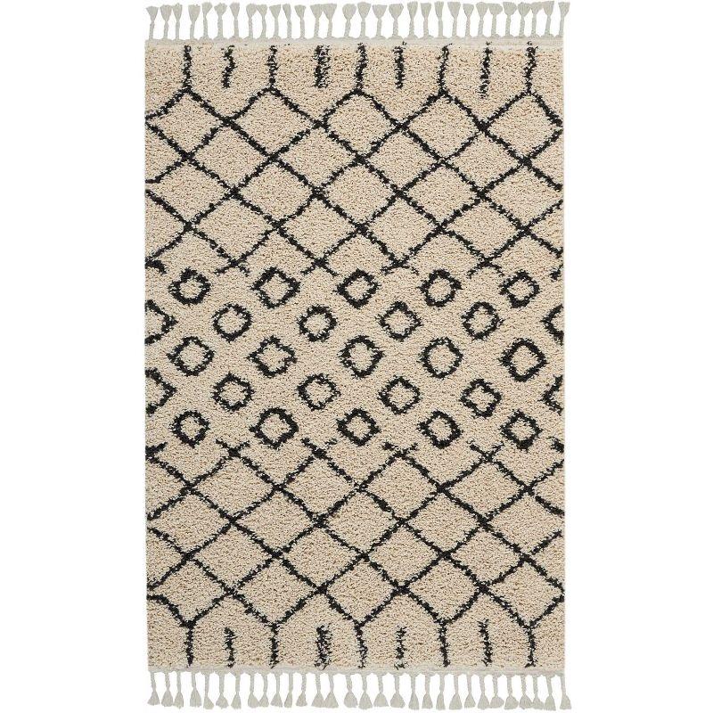 Rectangular Black Diamond Shag Synthetic Area Rug 3'11" x 6'7"