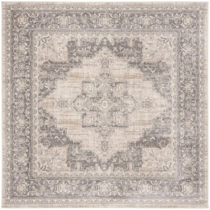 Brentwood BNT865 Power Loomed Indoor Area Rug - Cream/Grey - 8'x8' - Safavieh