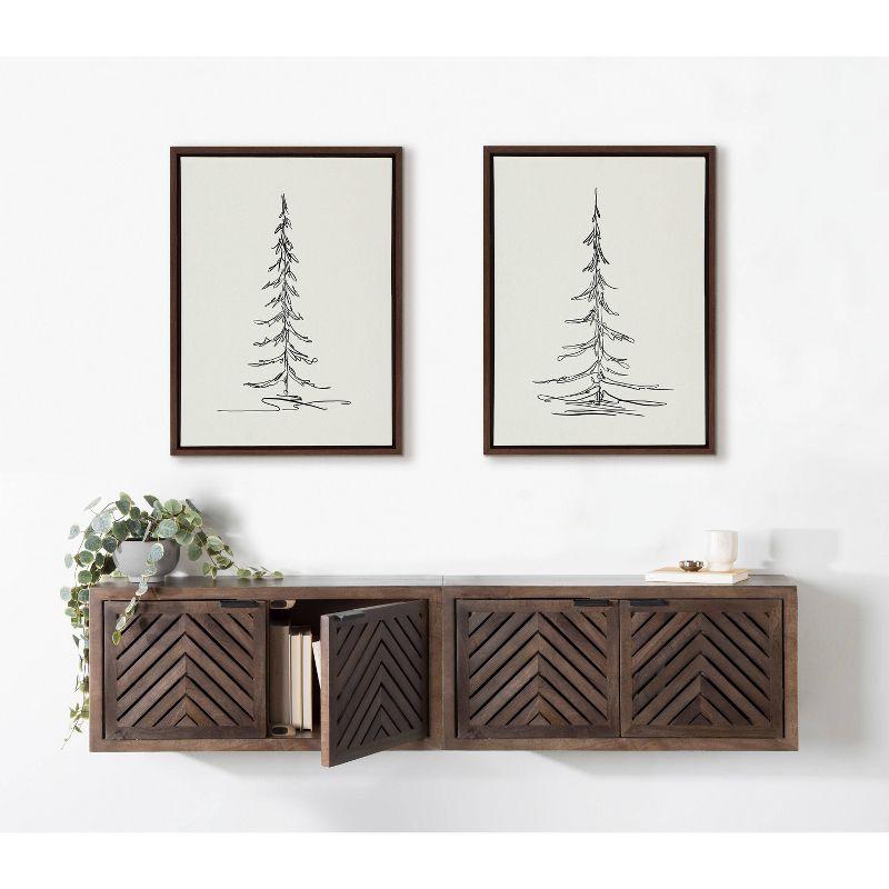 (Set of 2) 18" x 24" Sylvie Minimalist Evergreen Trees Sketch Framed Canvas Set Brown - Kate & Laurel All Things Decor: Modern Wall Decor