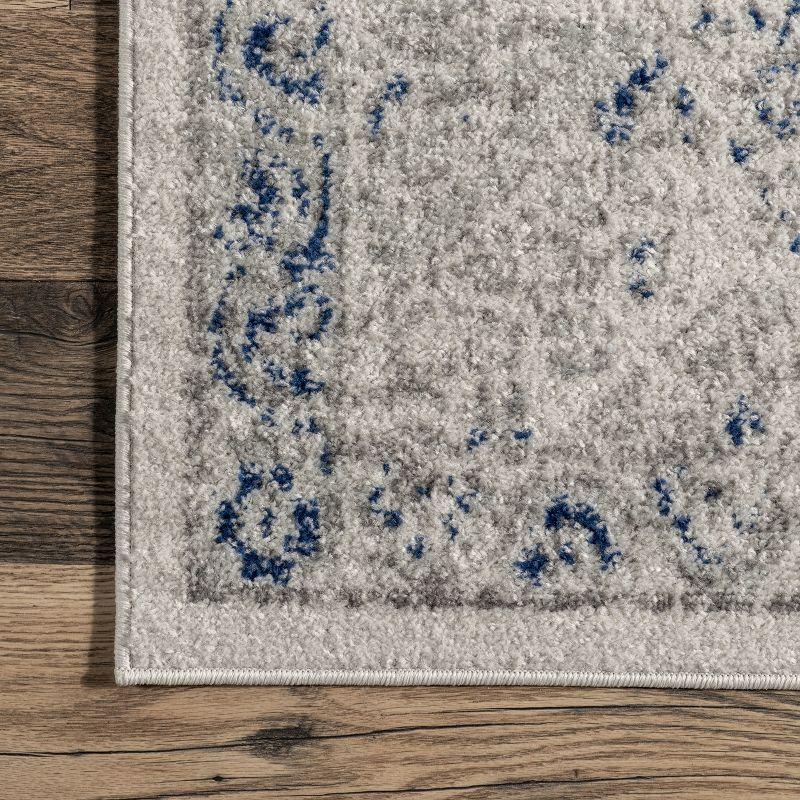 Elegant Vintage Blue 26" Stain-Resistant Synthetic Area Rug