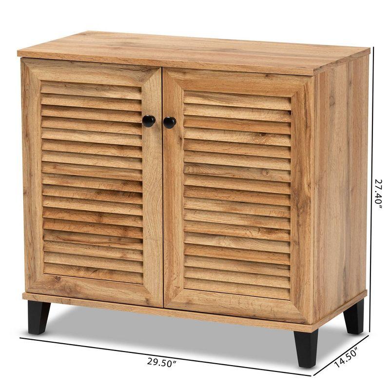 Coolidge Wood 2 Door Storage Cabinet Oak Brown - Baxton Studio: Nautical Style, 4 Fixed Shelves, Wood Frame