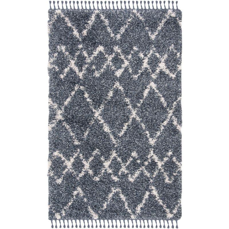 Pro Lux Shag PLX434 Power Loomed Indoor Area Rug - 5'x8' - Blue/Creme - Safavieh