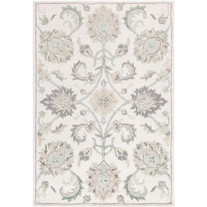 Elegant Ivory Hand-Tufted Wool Rectangular Rug 4' x 6'