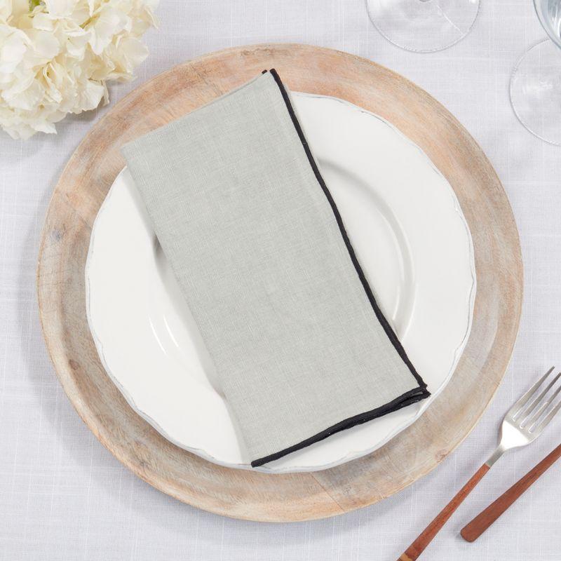 Saro Lifestyle Stitched Border Stonewashed Linen Napkins (Set of 4)