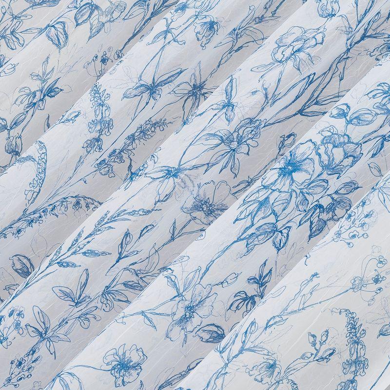 Chinoiserie Blue Floral Sheer Rod Pocket Curtain Panel 51" x 63"