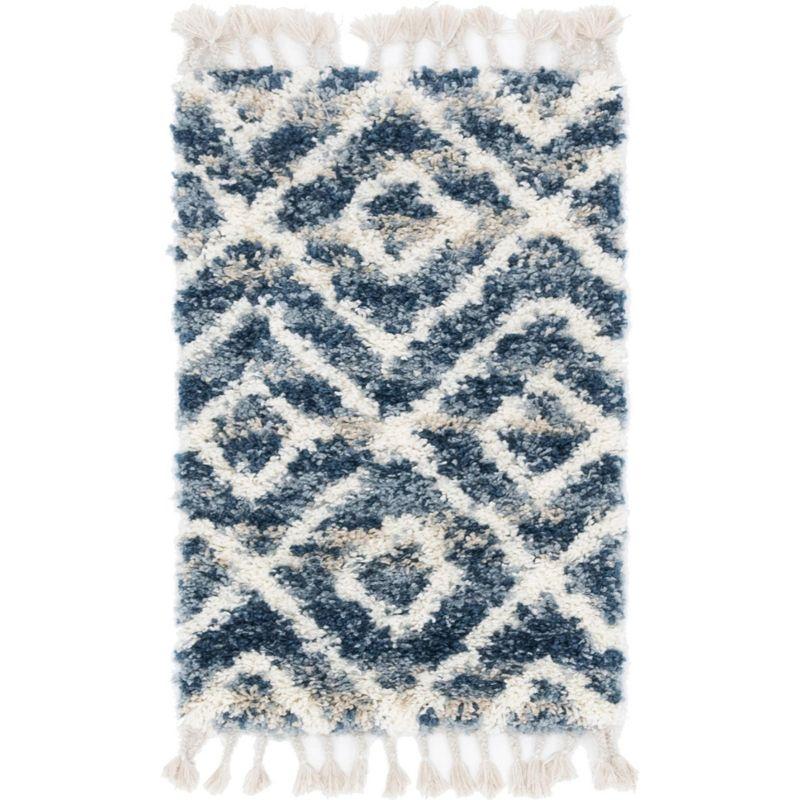 Unique Loom 5' 1 x 8' 0 Blue Hygge Shag Diamond Area Rug