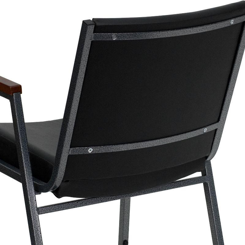 Versatile Black Vinyl and Metal Stack Chair with Armrests