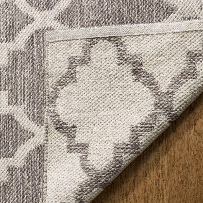 Grey and Ivory Flat Woven Wool Cotton Area Rug