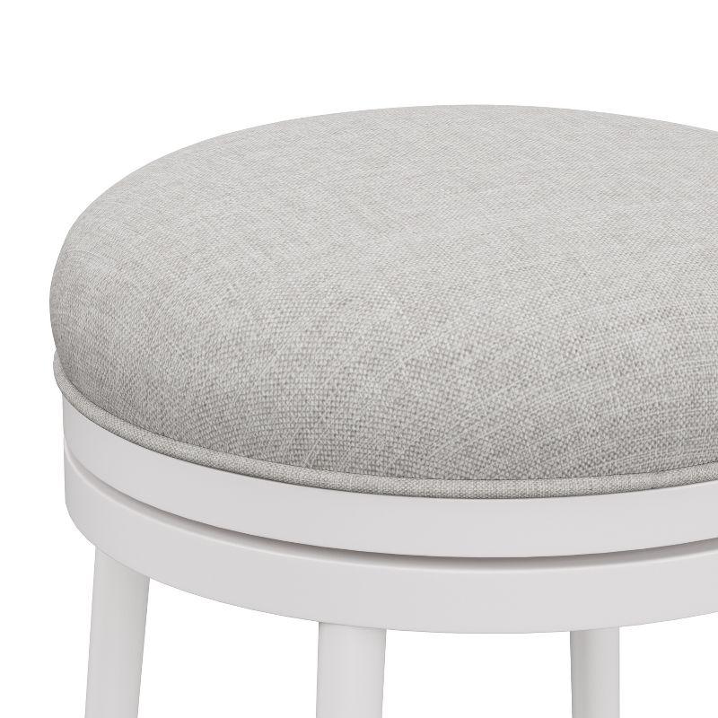Aubrie Backless 26" Swivel Counter Height Barstool Off White/Silver - Hillsdale Furniture: Round Upholstered Metal Frame