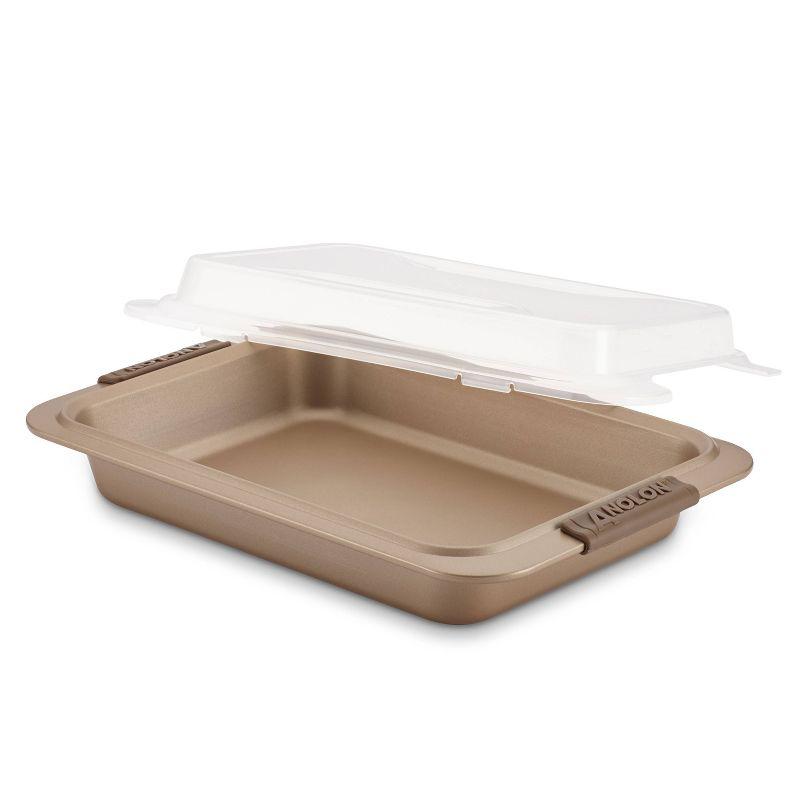 Bronze Nonstick Rectangular Cake Pan with Clear Lid