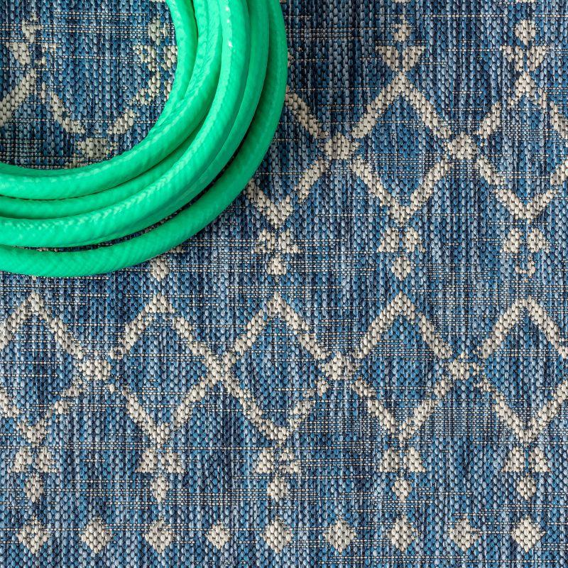 8'x10' Ourika Moroccan Geometric Textured Weave Indoor/Outdoor Area Rug, Navy/Light Gray - JONATHAN Y