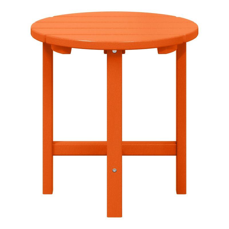 WestinTrends All-Weather Outdoor Patio Round Poly Adirondack Side Table, Orange