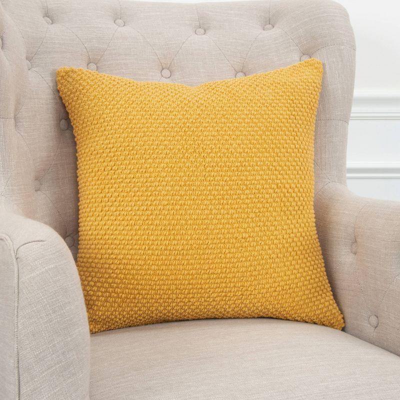 20"x20" Oversize Handloom Textured Square Throw Pillow Mustard - Rizzy Home