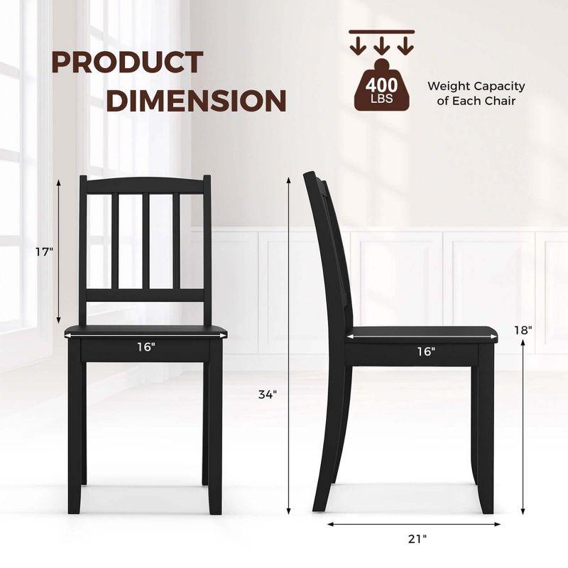 Costway Wood Dining Chair Set of 2 with Rubber Wood Legs Curved Backrest for Kitchen Black