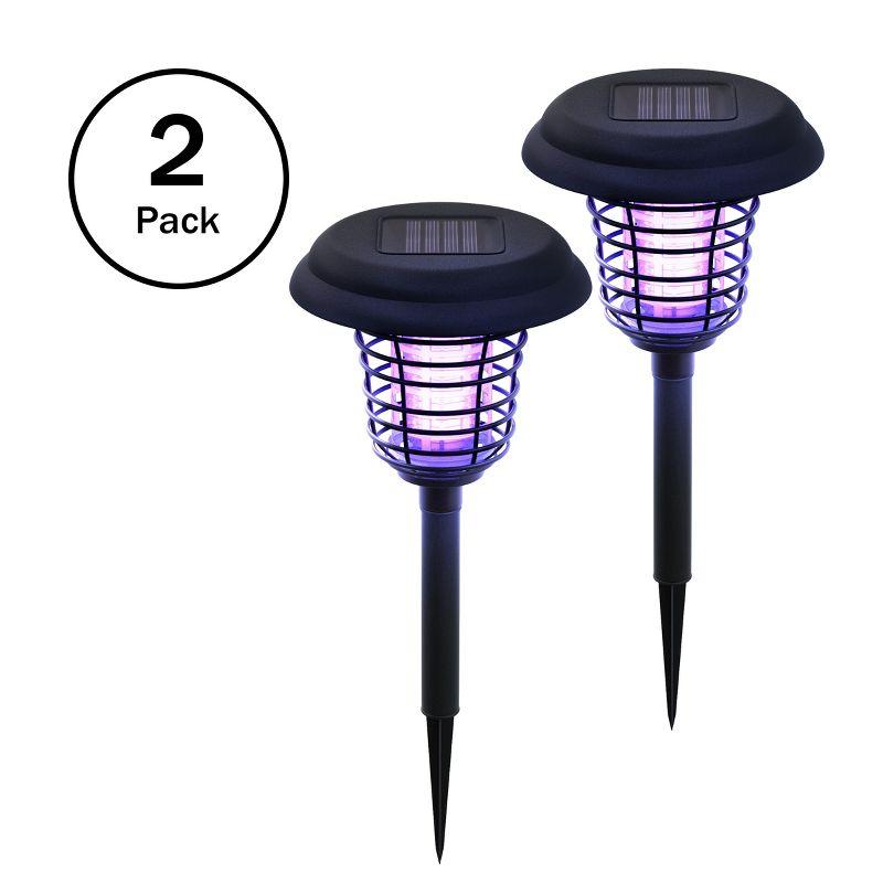 Black Solar Powered Outdoor Bug Zapper Stake Set