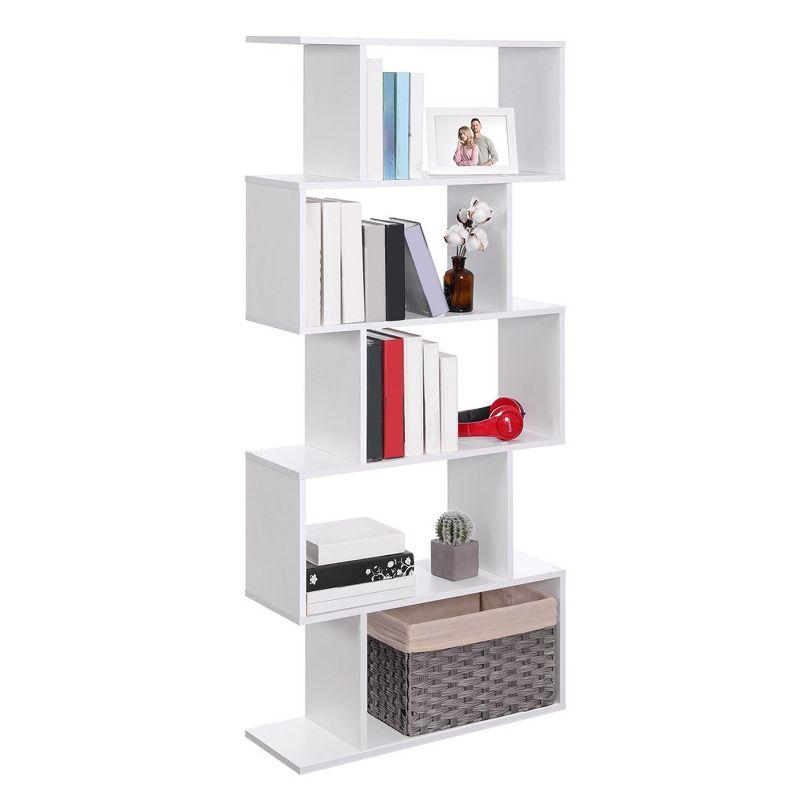 VASAGLE Bookshelf, 5-Tier Bookcase, Tall Display Shelf, Freestanding Storage Shelf, Room Divider White