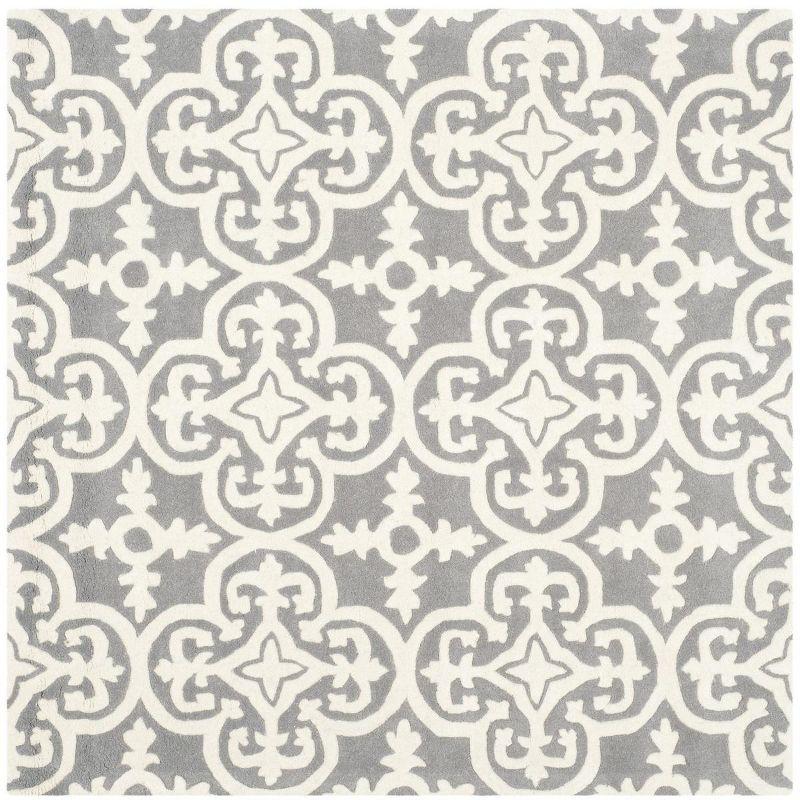 Chatham CHT729 Hand Tufted Area Rug Dark Grey / Ivory 5' X 5'  - Safavieh.