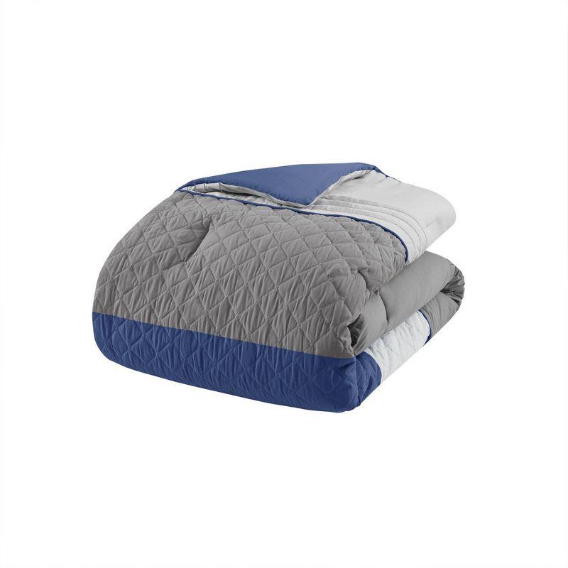 Madison Park Jenson 7 Piece Color Block Stripe Comforter Set with Throw Pillows