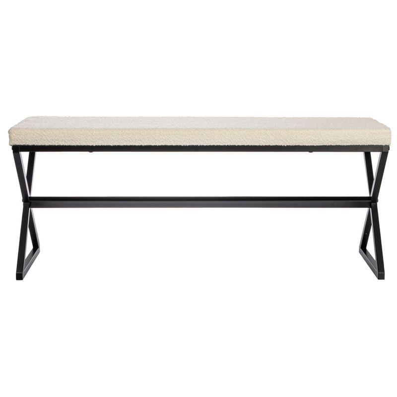 Harper Metal Bench with Boucle Upholstered Cushion