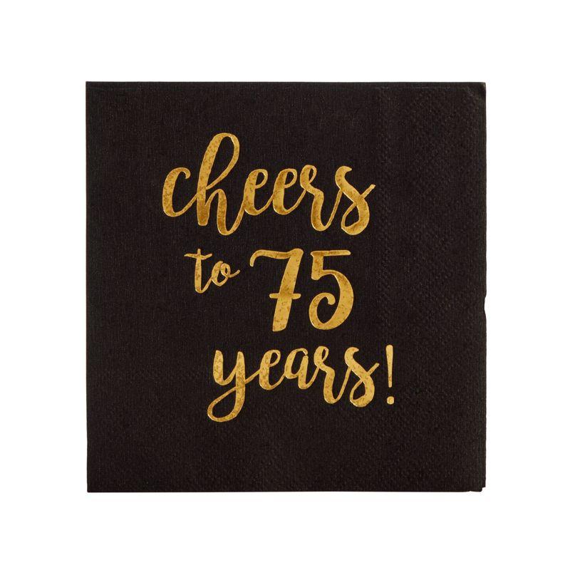 Sparkle and Bash 50 Pack 75 Birthday Party Cocktail Napkins, Cheers to 75 Years (5 x 5 In)