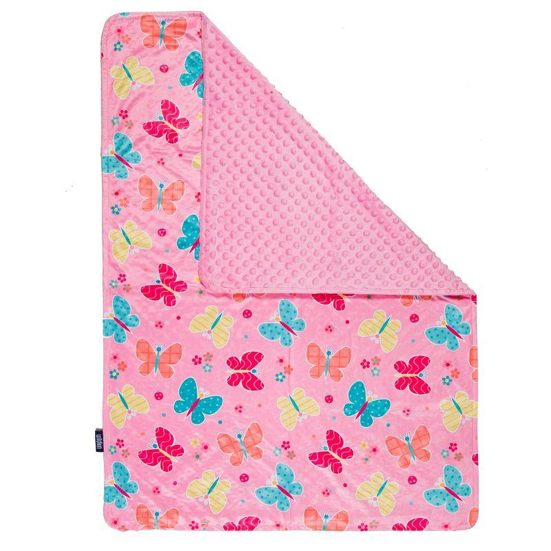 Cozy Butterfly Garden Pink Velour Toddler Plush Blanket