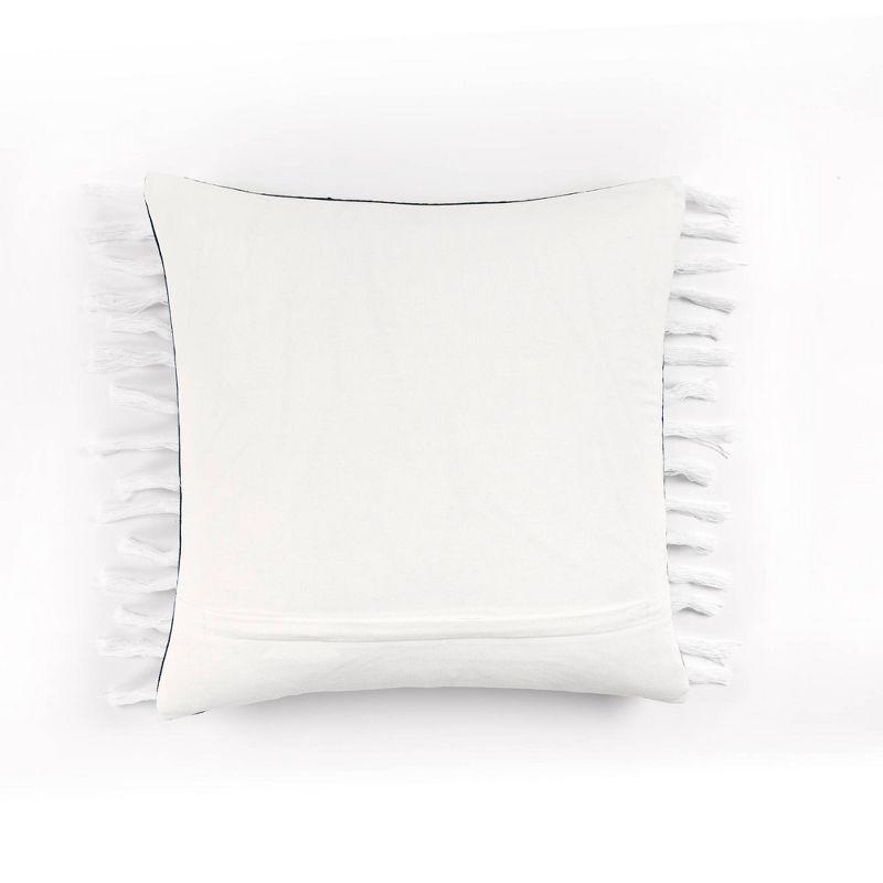 20"x20" Oversize Linear Family-Friendly Cotton Pillow Cover with Tassel - Lush Décor