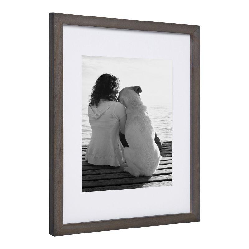 DesignOvation Gallery Rectangle Wood Wall Frame, 11x14 matted to 8x10, Gray