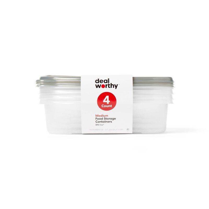 Medium Rectangle Food Storage Containers - 76 fl oz/4ct - Dealworthy™