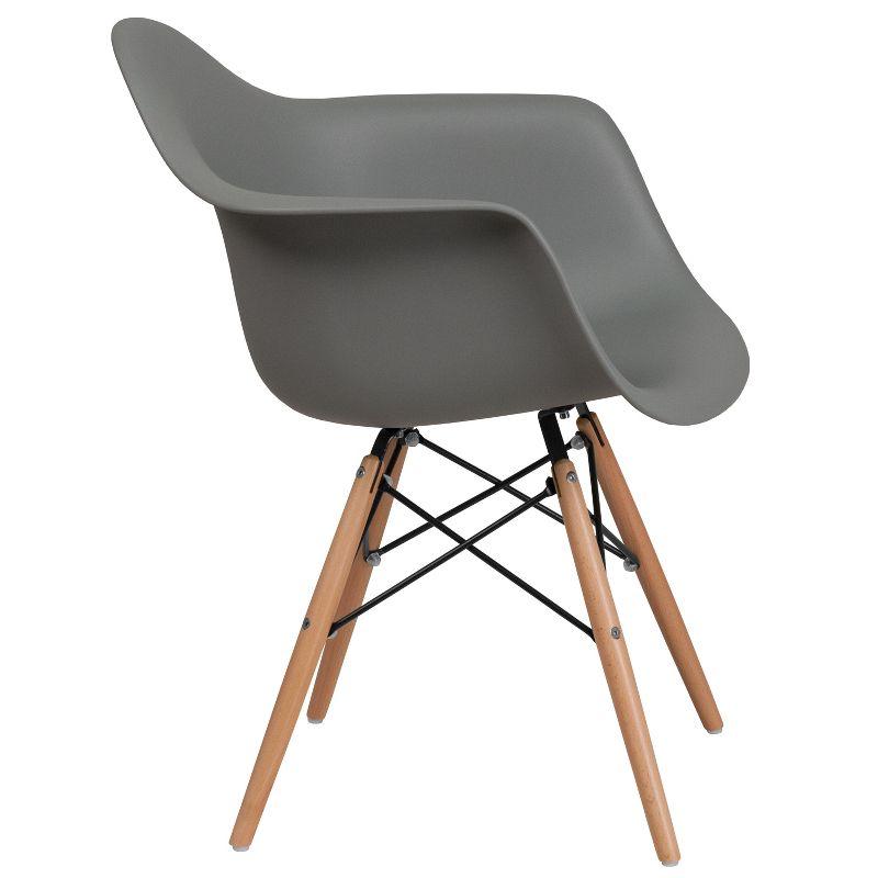 Moss Gray Polypropylene Accent Chair with Wooden Legs