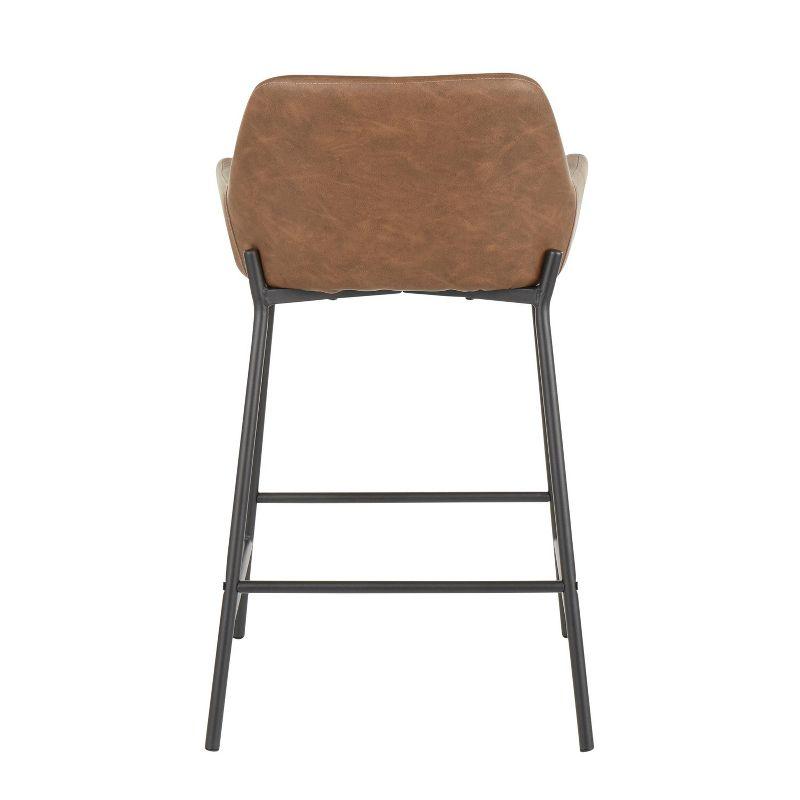 Set of 2 Daniella Industrial Counter Height Barstool Espresso: LumiSource, Faux Leather, Metal Frame, 250lb Capacity