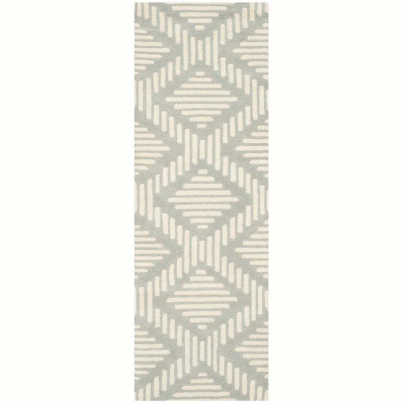 Elegant Grey and Ivory Hand-Tufted Wool Area Rug