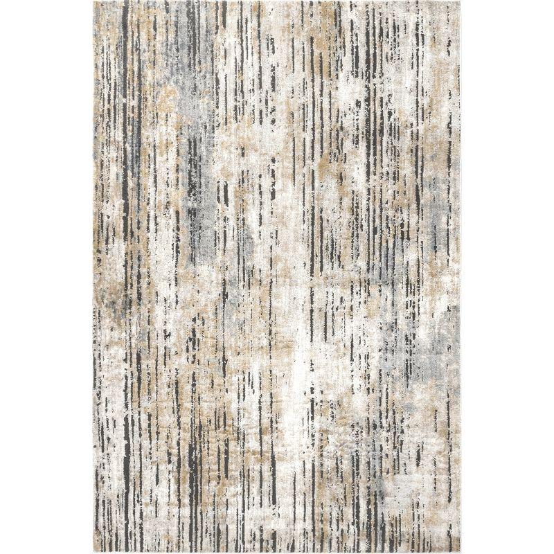 Estelle Faded Stripe Beige Abstract 5' x 8' Washable Rug