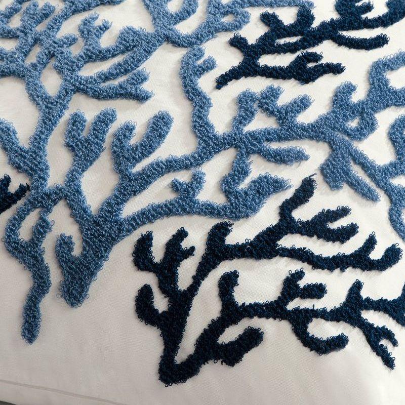 LIVN CO. Shoreline Embroidered Coral Square Decorative Pillow,18x18"