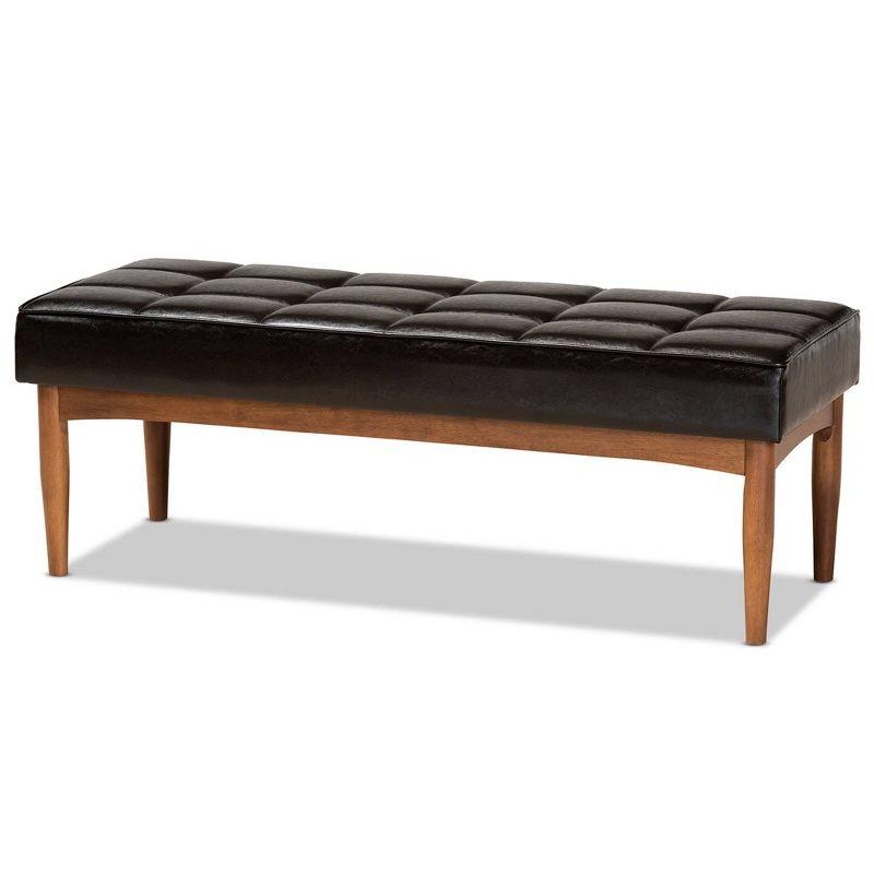 Sanford 47" Walnut Brown Faux Leather Dining Bench