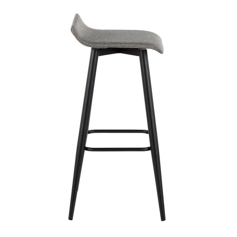 Set of 2 Ale Polyester/Steel Barstool Black/Gray - LumiSource: Modern Design, Herringbone Pattern, 29" Fixed Height